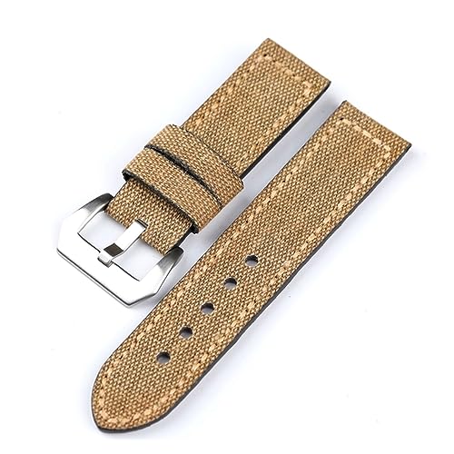Likaixin19099 Canvas Leather Watchband 20 22 24 26MM Black Green Brown Denim Thick Material Retro Strap, von Likaixin19099