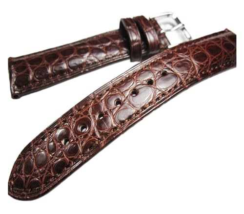 Likaixin19099 Handgefertigte echte Krokodil -Haut Watchbänder 18 19 20 21 22 mm dunkelbrauner Handgelenk Schmetterling Schnallen Sie Bandband Gürtel von Likaixin19099