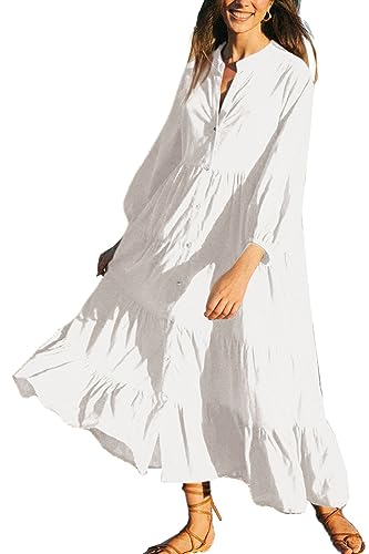 LikeJump Damen Baumwolle Bohemien Kaftan Übergröße Strandkleider Lang Kleid Kimono Badeanzug Cover Ups von LikeJump