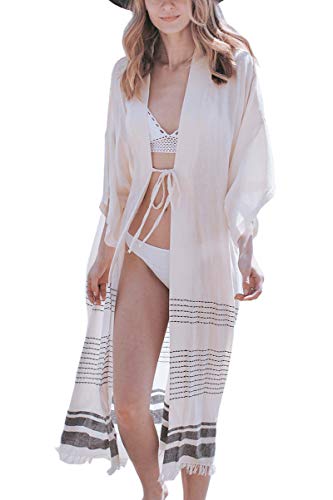 LikeJump Damen Baumwolle Boho Kimono Kleid Strandkleid Lang Sommerkleid Bikini Cover Up LikeJump Damen Baumwolle Boho Kimono Kleid Strandkleid Lang Sommerkleid Bikini Cover Up von LikeJump