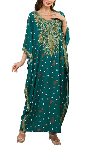 LikeJump Damen Baumwolle Stickerei Übergröße Strandkleider Lang Kimono Badeanzug Cover Ups von LikeJump