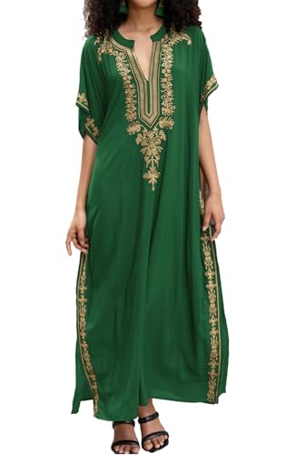 LikeJump Damen Baumwolle Stickerei Übergröße Strandkleider Lang Kimono Badeanzug Cover Ups von LikeJump