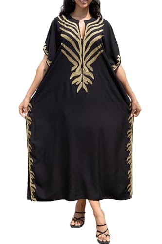 LikeJump Damen Baumwolle Stickerei Übergröße Strandkleider Lang Kimono Badeanzug Cover Ups von LikeJump