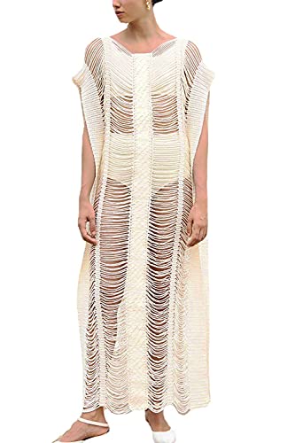 LikeJump Damen Blumenspitze Transparent Kaftan Maxi Übergröße Strandkleider Lang Kleid Kimono Badeanzug Cover Ups von LikeJump