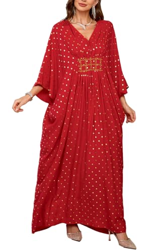 LikeJump Damen Bohemian Blumenstickerei Stickerei Bikini Cover Ups Übergröße Strandkleider Kaftan Kimono Badeanzug von LikeJump