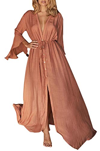 LikeJump Damen Bohemian Cardigan Kimono Badeanzüge Kaftan Bikini Cover Ups Langes Kleid Maxi Tops von LikeJump