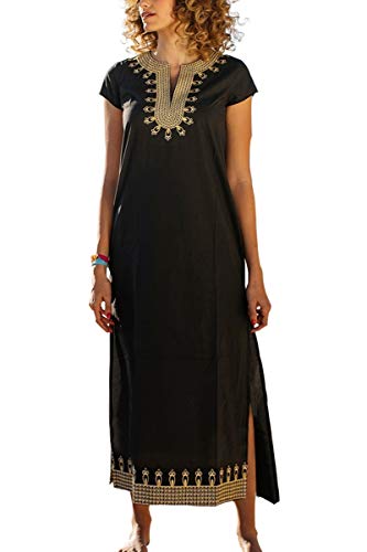 LikeJump Damen Bohemien Blumenstickerei Stickerei Bikini Cover Ups Übergröße Strandkleider Kaftan Kimono Badeanzug von LikeJump