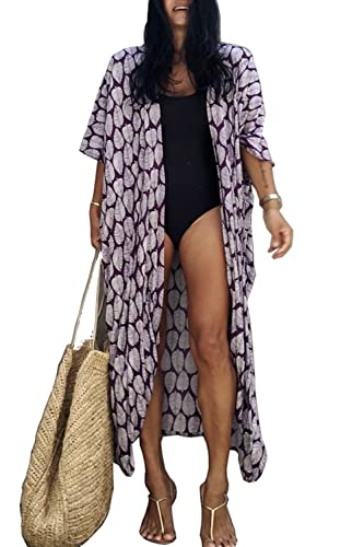 LikeJump Damen Bohemien Cardigan Kimono Maxi Kaftan Übergröße Strandkleider Kleid Badeanzug Cover Ups von LikeJump