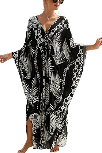 LikeJump Damen Bohemien Kaftan Übergröße Strandkleider Lang Kleid Badeanzug Cover Ups von LikeJump