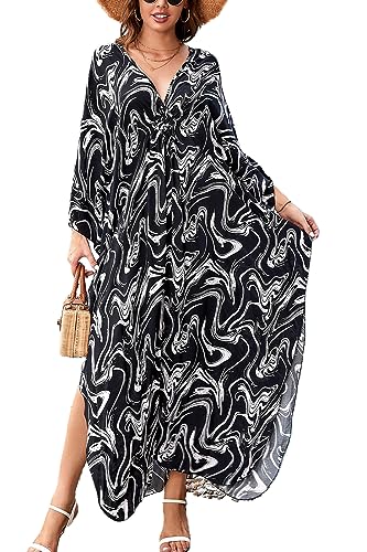 LikeJump Damen Bohemien Kaftan Übergröße Strandkleider Lang Kleid Badeanzug Cover Ups von LikeJump