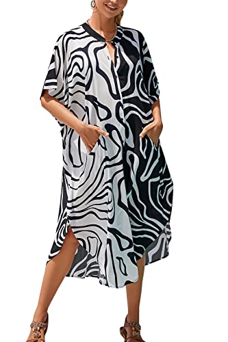 LikeJump Damen Bohemien Kaftan Übergröße Strandkleider Lang Kleid Badeanzug Cover Ups von LikeJump