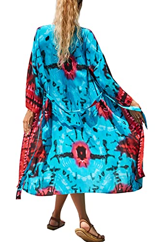 LikeJump Damen Bohemien Kaftan Übergröße Strandkleider Lang Kleid Badeanzug Cover Ups von LikeJump