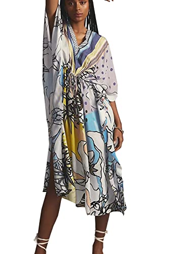 LikeJump Damen Bohemien Kaftan Übergröße Strandkleider Lang Kleid Badeanzug Cover Ups von LikeJump