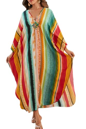 LikeJump Damen Bohemien Kaftan Übergröße Strandkleider Lang Kleid Badeanzug Cover Ups von LikeJump