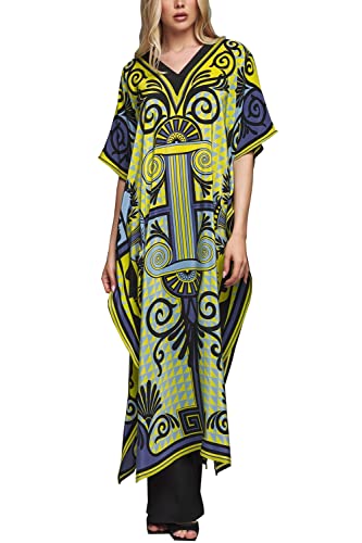 LikeJump Damen Bohemien Maxi Strickjacke Kaftan Übergröße Strandkleider Lang Kleid Kimono Badeanzug Cover Ups von LikeJump