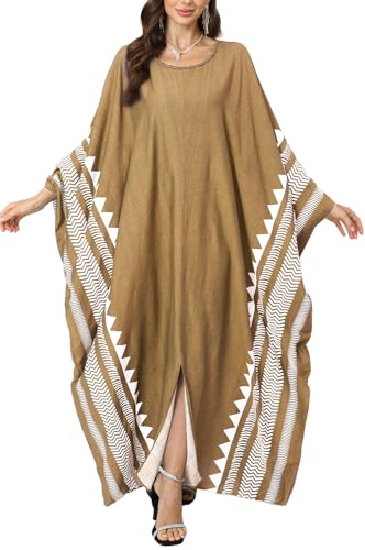 LikeJump Damen Bohemien V-Ausschnitt Kimono Maxi Kaftan Übergröße Strandkleider Kleid Badeanzug Cover Ups von LikeJump