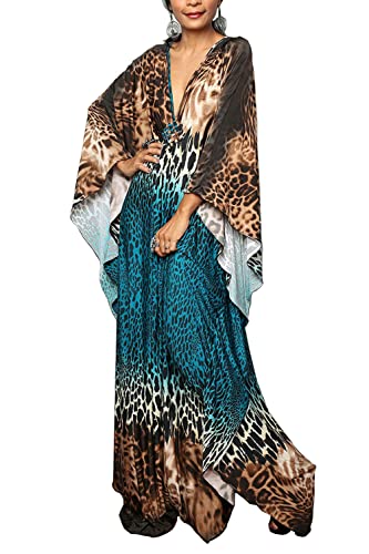 LikeJump Damen Boho Kimono Lang Kaftan Kleid Strandkleider Cardigan Pareo Bikini Cover Ups von LikeJump