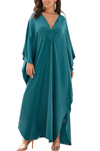 LikeJump Damen Boho Kimono Lang Kaftan Kleid Strandkleider Cardigan Pareo Bikini Cover Ups von LikeJump
