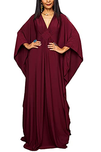 LikeJump Damen Boho Kimono Lang Kaftan Kleid Strandkleider Cardigan Pareo Bikini Cover Ups von LikeJump