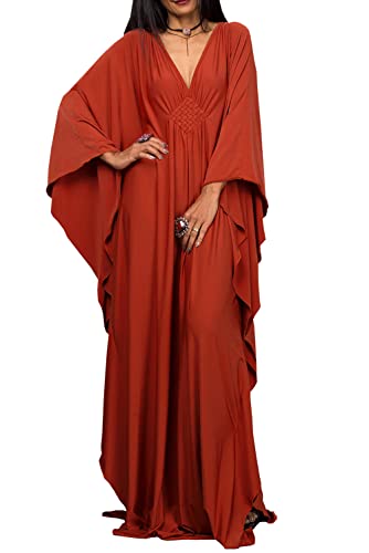 LikeJump Damen Boho Kimono Lang Kaftan Kleid Strandkleider Cardigan Pareo Bikini Cover Ups von LikeJump