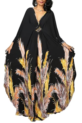 LikeJump Damen Boho Kimono Lang Kaftan Kleid Strandkleider Cardigan Pareo Bikini Cover Ups von LikeJump