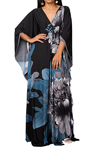 LikeJump Damen Boho Kimono Lang Kaftan Kleid Strandkleider Cardigan Pareo Bikini Cover Ups von LikeJump