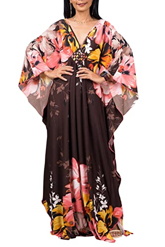 LikeJump Damen Boho Kimono Lang Kaftan Kleid Strandkleider Cardigan Pareo Bikini Cover Ups von LikeJump