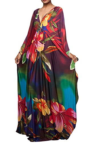 LikeJump Damen Boho Kimono Lang Kaftan Kleid Strandkleider Cardigan Pareo Bikini Cover Ups von LikeJump