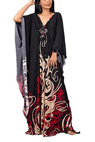 LikeJump Damen Boho Kimono Lang Kaftan Kleid Strandkleider Cardigan Pareo Bikini Cover Ups von LikeJump