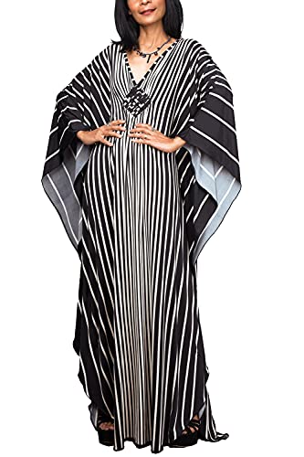 LikeJump Damen Boho Kimono Lang Kaftan Kleid Strandkleider Cardigan Pareo Bikini Cover Ups von LikeJump