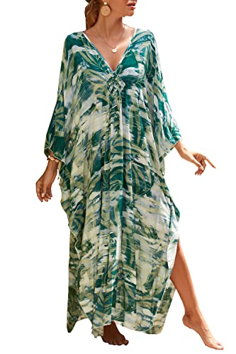 LikeJump Damen Boho Kimono Lang Kaftan Kleid Strandkleider Cardigan Pareo Bikini Cover Ups von LikeJump