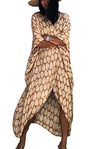 LikeJump Damen Boho Kimono Lang Kleid Strandkleider Cardigan Pareo Badeanzug Cover Ups von LikeJump