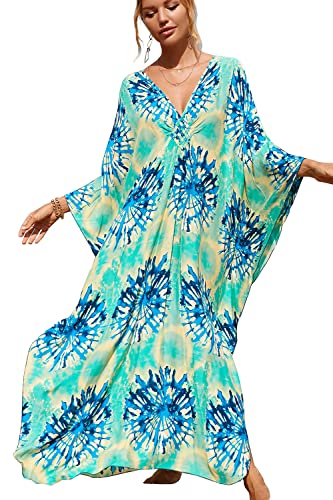 LikeJump Damen Boho Kimono Lang Maxi Kaftan Kleid Strandkleider Cardigan Pareo Bikini Cover Ups von LikeJump