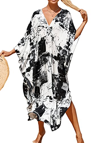 LikeJump Damen Boho Kimono Lang Maxi Kaftan Kleid Strandkleider Cardigan Pareo Bikini Cover Ups von LikeJump