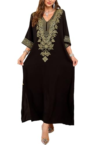 LikeJump Damen Boho Nachtwäsche Maxikleid Kaftan Kimono Strandkleid Tops Bikini Strandkleidung von LikeJump