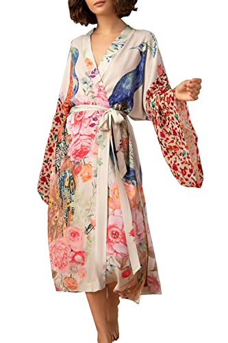 LikeJump Damen Boho Nachtwäsche Maxikleid Kaftan Kimono Strandkleid Tops Bikini Strandkleidung von LikeJump