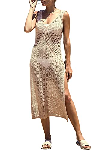 LikeJump Damen Crochet Cover Ups Strandkleid Kaftan Kleid Lang Badeanzug Kimono Kleidung von LikeJump