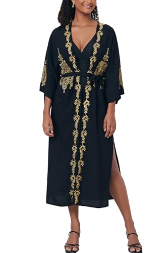 LikeJump Damen Kimono Kaftan Strandkleid Lang Sommerkleid Cardigan Maxi Bikini Cover Up von LikeJump