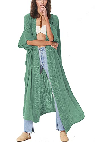 LikeJump Damen Kimono Kaftan Strandkleid Lang Sommerkleid Cardigan Maxi Bikini Cover Up von LikeJump