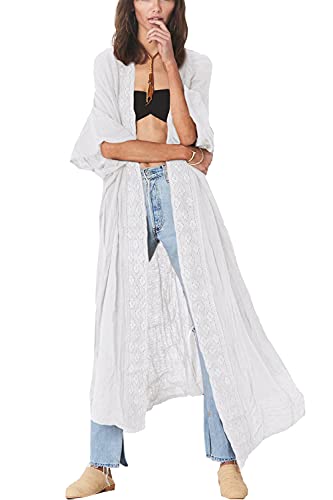 LikeJump Damen Kimono Kaftan Strandkleid Lang Sommerkleid Cardigan Maxi Bikini Cover Up von LikeJump