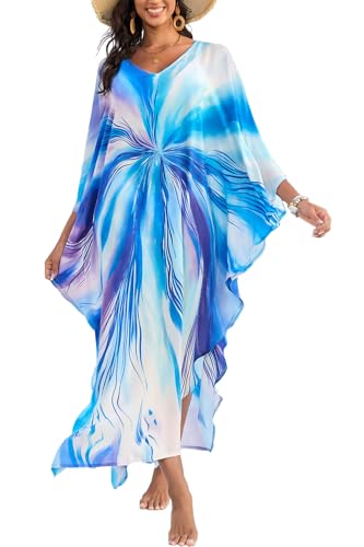 LikeJump Damen Kimono Kaftan Strandkleid Lang Sommerkleid Cardigan Maxi Bikini Cover Up von LikeJump
