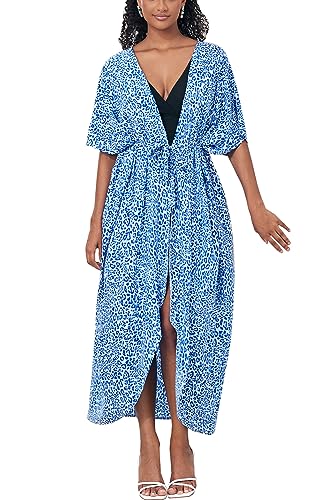 LikeJump Damen Kimono Knielänge Strandkleid Lang Sommerkleid Bikini Cover Up von LikeJump