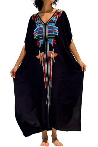 LikeJump Damen Kimono Knielänge Strandkleid Lang Sommerkleid Bikini Cover Up von LikeJump
