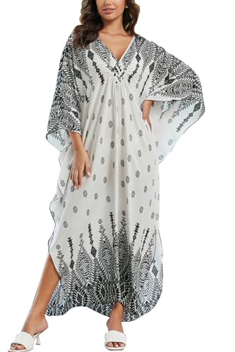 LikeJump Damen Kimono Knielänge Strandkleid Lang Sommerkleid Bikini Cover Up von LikeJump