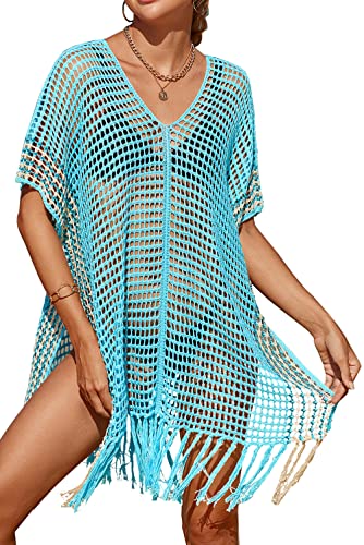 LikeJump Damen Knit Poncho Crochet Kleid Tunika Strandkleider Strand Abdeckungs Bikini Cover Up von LikeJump