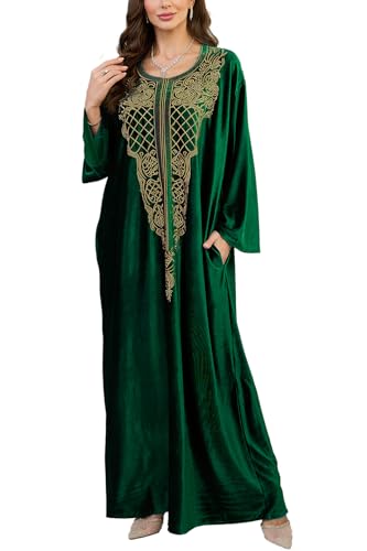LikeJump Damen Lang Floral Kimono Morgenmantel Strand Bikini Cover Ups Maxikleid Übergröße Sommer Robe, F Velvet Green, Einheitsgröße von LikeJump