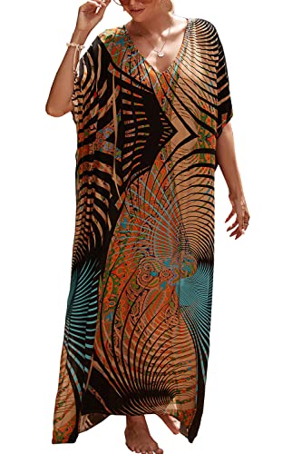LikeJump Damen Lang Kaftan Kleid Kimono Strandkleider Cardigan Pareo Bikini Cover Ups von LikeJump