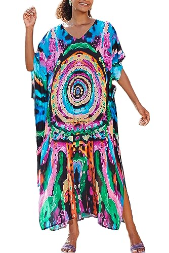 LikeJump Damen Lang Kaftan Kleid Kimono Strandkleider Cardigan Pareo Bikini Cover Ups von LikeJump