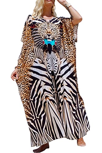 LikeJump Damen Langes Kaftan Nachthemd Geräumige Homewear Übergroße Maxi Kimono Cover Ups Roben von LikeJump