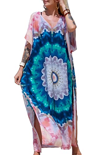 LikeJump Damen Langes Kaftan Nachthemd Geräumige Homewear Übergroße Maxi Kimono Cover Ups Roben von LikeJump